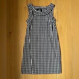 Talbots Navy & White Gingham Sheath Dress.  Size 8 Petite.